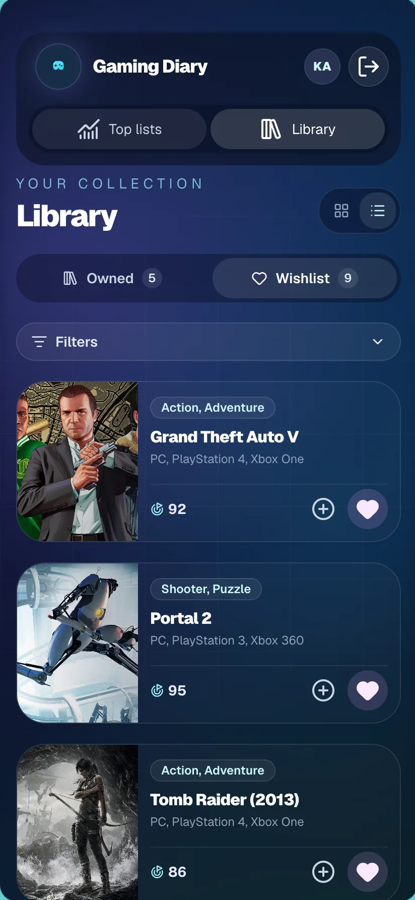Gaming Diary website
